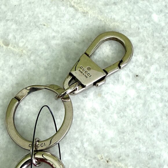 GUCCI GG Embossed Leather Metal Bag Charm Key Chain Pink 625607 NWT - Picture 3 of 6